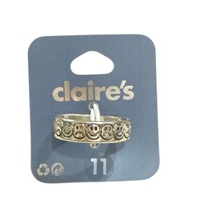 Claire's Silver Smiley Face Ring size 11